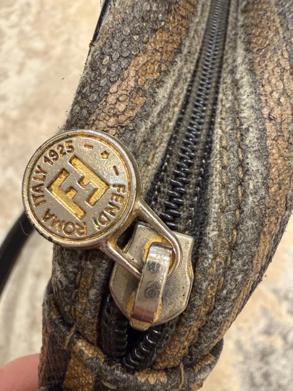 Vintage Fendi Brown and Black Striped Messenger Crossbody - Picture 9 of 14